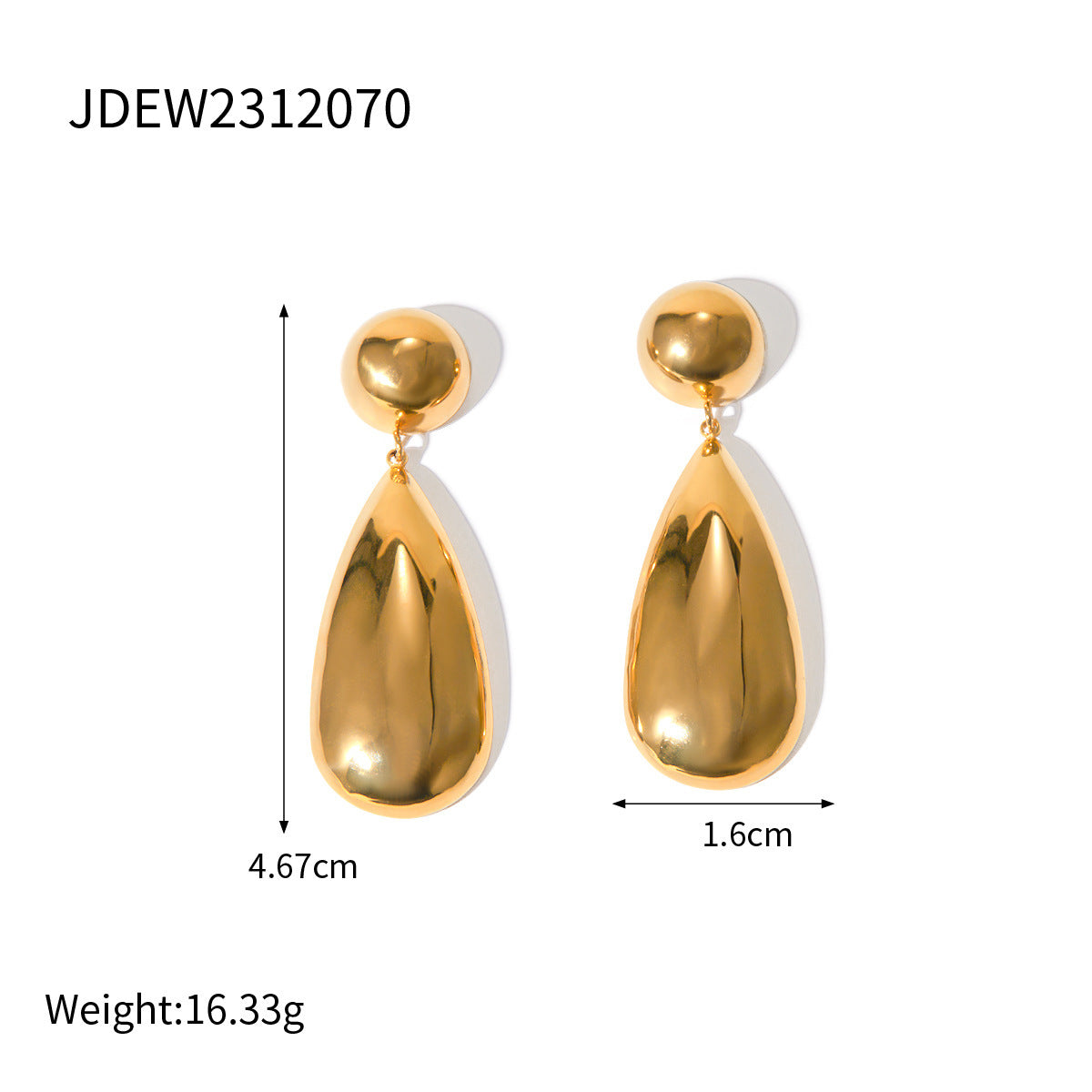 Trendy Stainless Steel Hemisphere Water Drop Pendant Earrings Earring Ornament