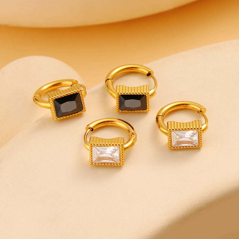 Special-interest Design Square Zircon Stainless Steel Earrings