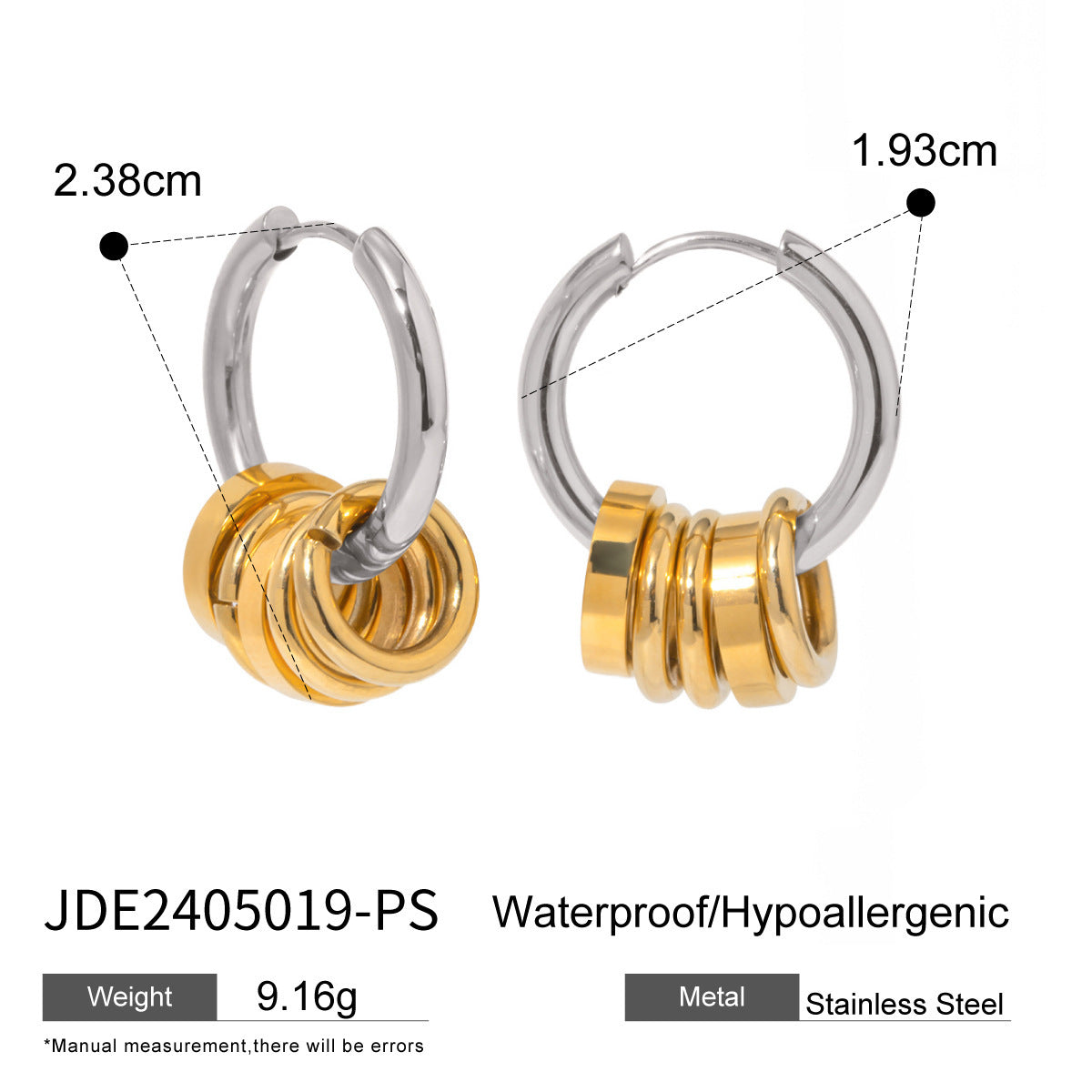 Personality Stainless Steel Color Matching Earrings