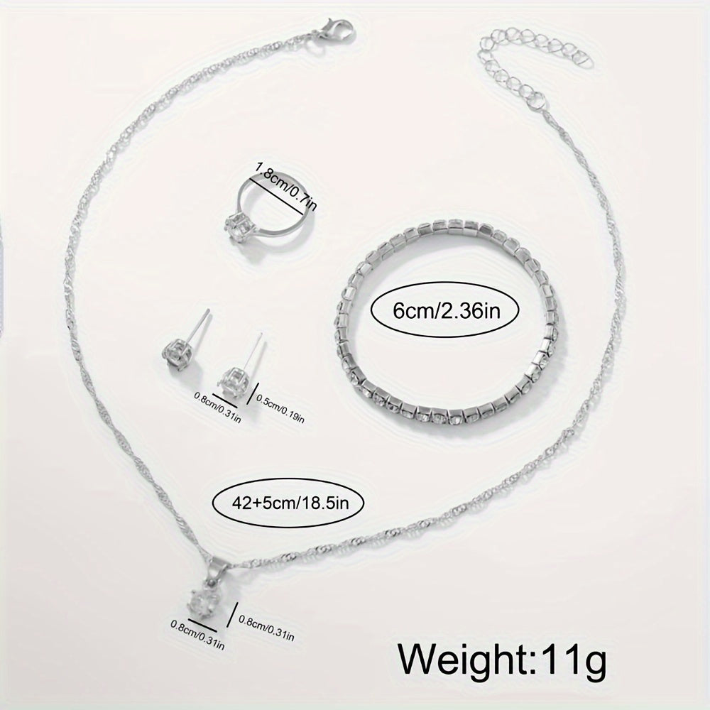 7pcs Rhinestone Encrusted Quartz Watches For Women Alloy Wrist Watch With Jewelry Set Great Gift For Her Mom Girlfriend Gifts For Eid