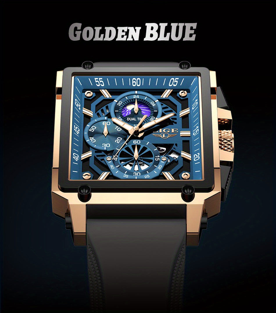 LIGE Fashion Chronograph Watches Sports Wristwatch Men's Accessories, Ideal Choice For Gifts