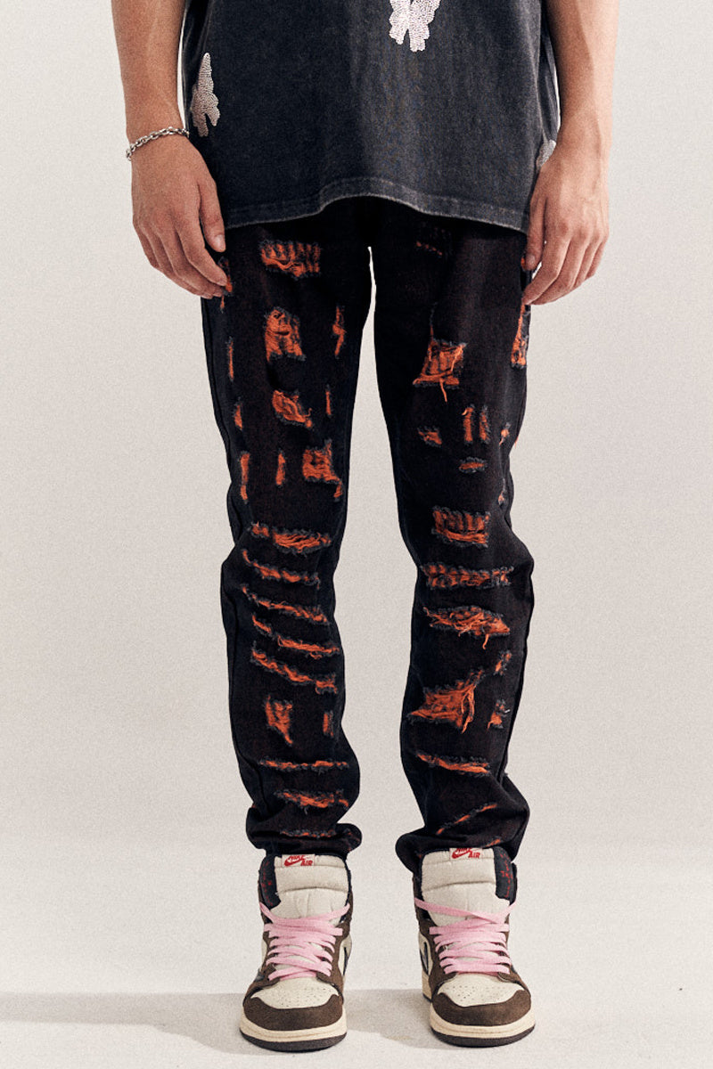 Destruction Orange Jeans