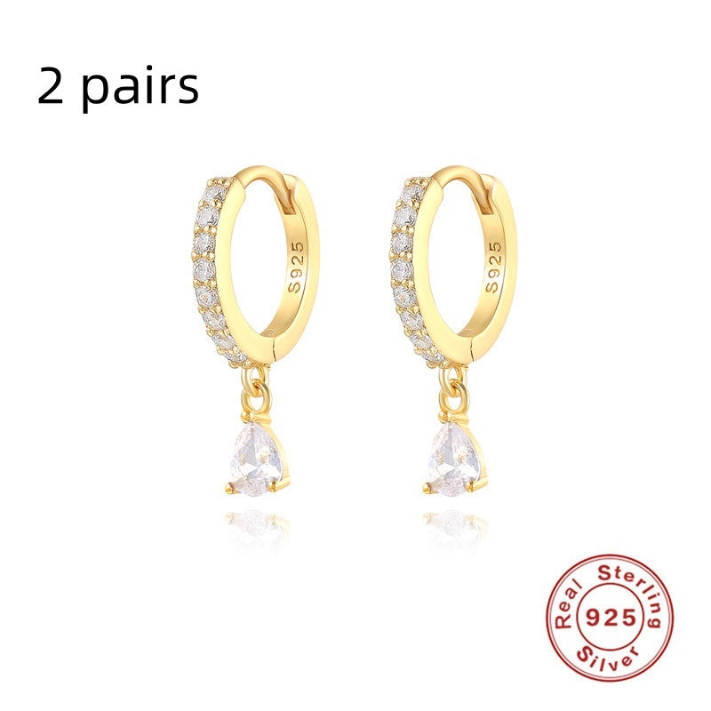 S925 Sterling Silver Diamond Water Drop Eardrop Earring