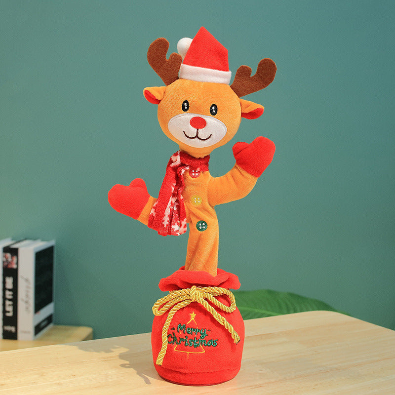 Dancing Christmas Toys Funny Tree Repeat Talking Electronic Plush Toys Can Sing Record Lighten Early Education Funny Gift Christmas