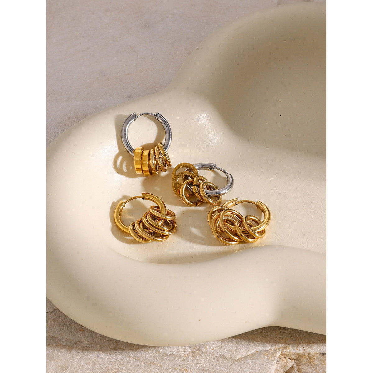 Personality Stainless Steel Color Matching Earrings