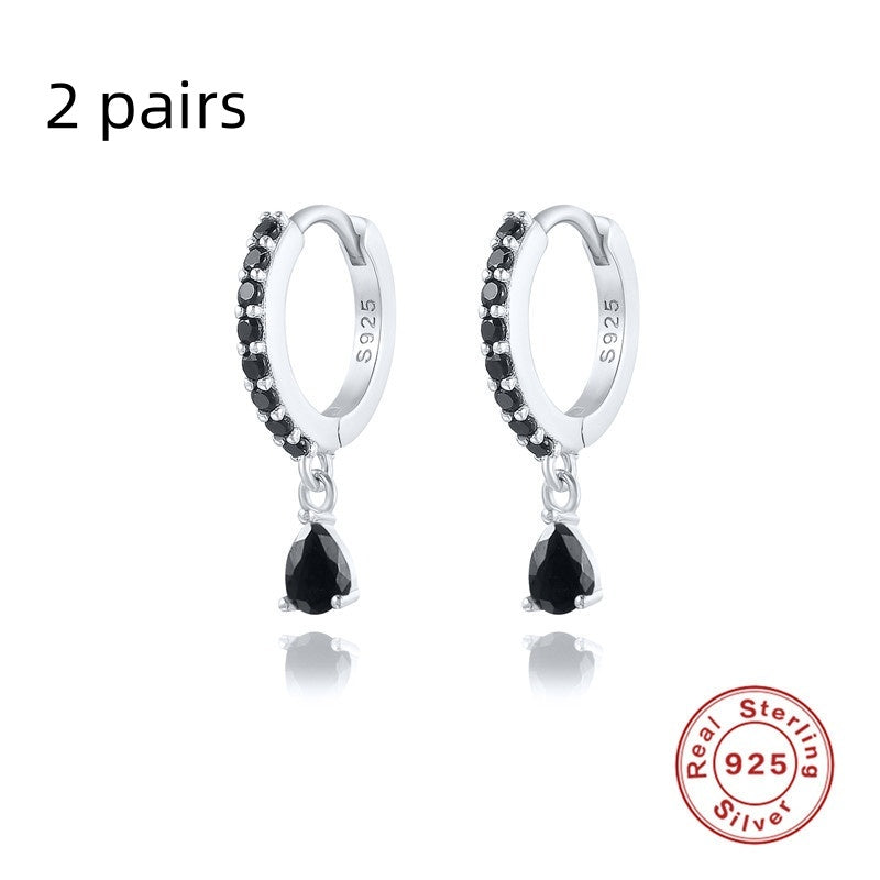 S925 Sterling Silver Diamond Water Drop Eardrop Earring