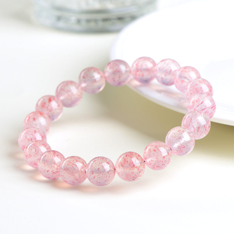 Natural White Water Strawberry Crystal Ball Bracelet