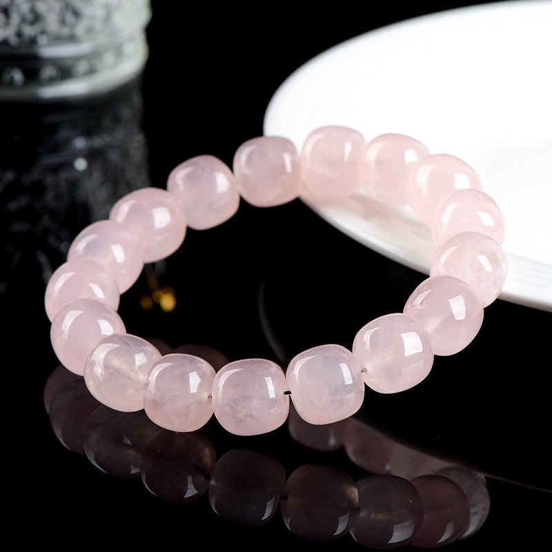 Natural Bamboo Crystal Barrel Bead Bracelet
