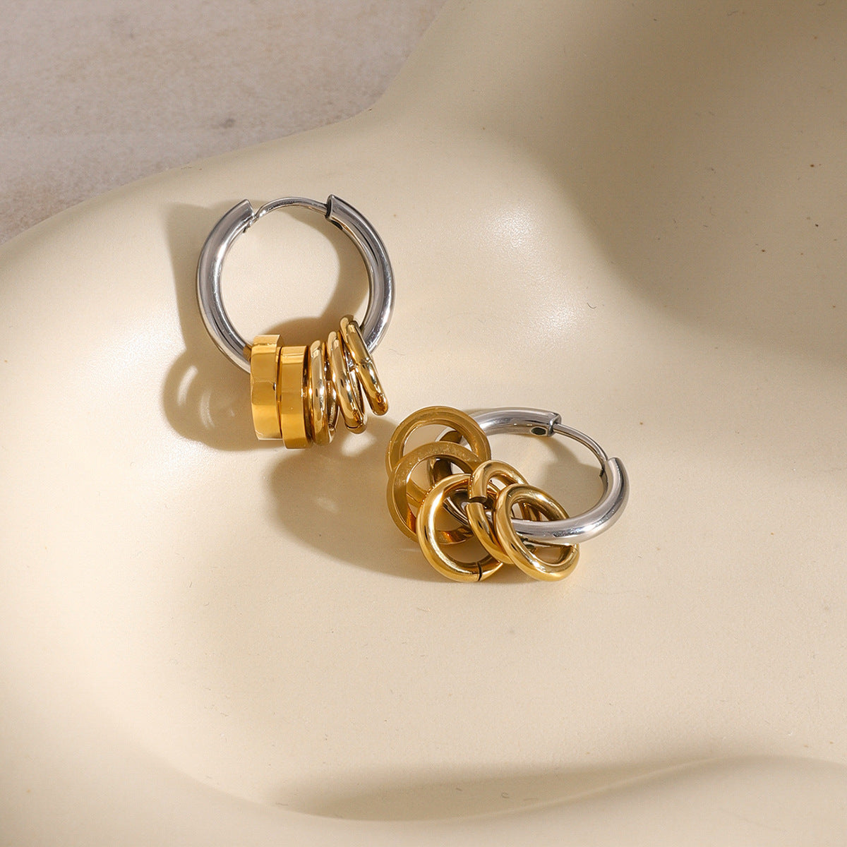 Personality Stainless Steel Color Matching Earrings