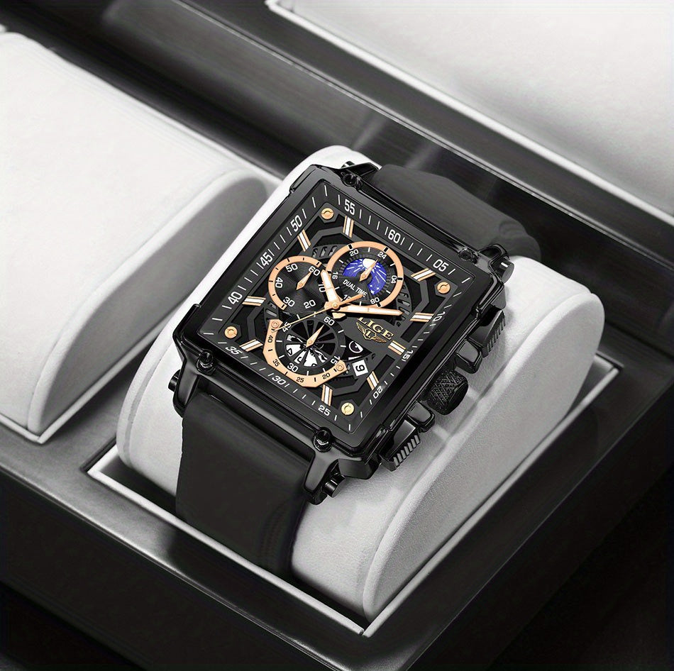 LIGE Fashion Chronograph Watches Sports Wristwatch Men's Accessories, Ideal Choice For Gifts