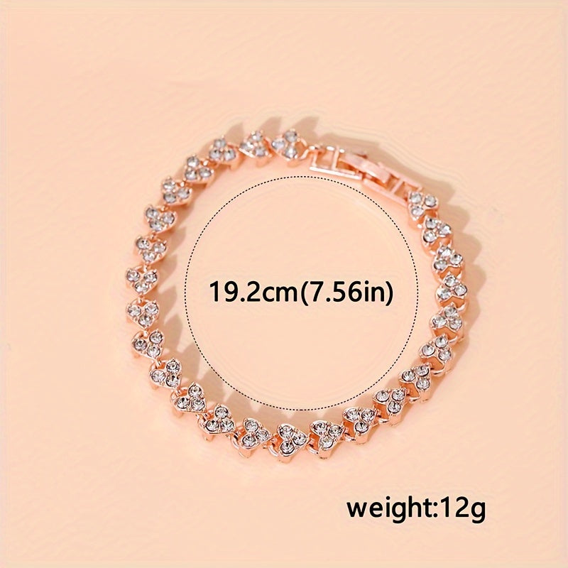 2pcs Women Watches Bracelet Golden Tone Alloy Quartz Watch Stylish Rhinestone Bling Dress Watch Wristwatches, For Xmas