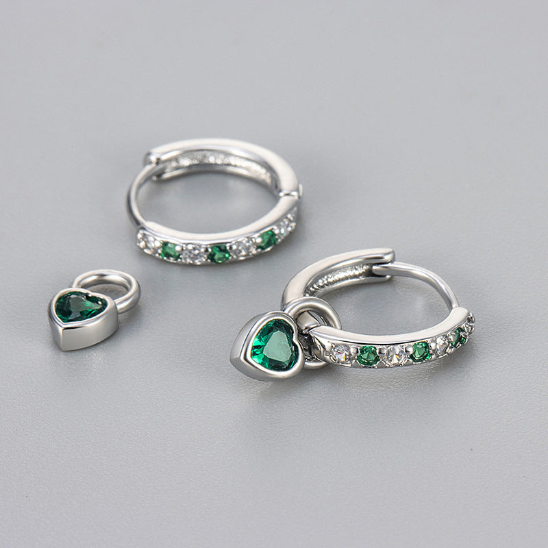 Fashion Color Zircon Earrings Female With Hearts Eardrops