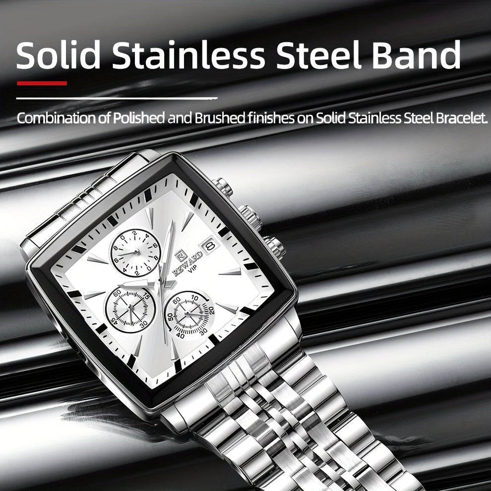 REWARD Men's Watches Blue Rectangle Quartz Wristwatches Luxury Business Watch Clock Luminous Hands Clock Man Valentine's Day