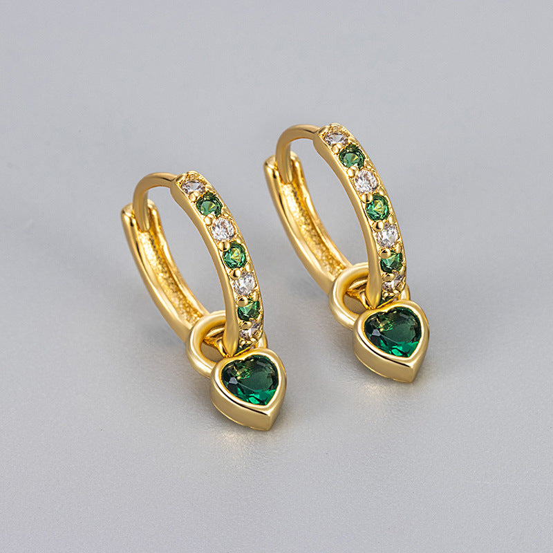 Fashion Color Zircon Earrings Female With Hearts Eardrops