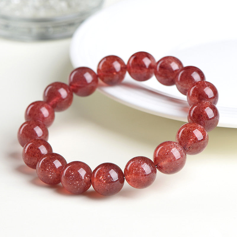 Natural Starlight Cherry Red Strawberry Quartz Bracelet
