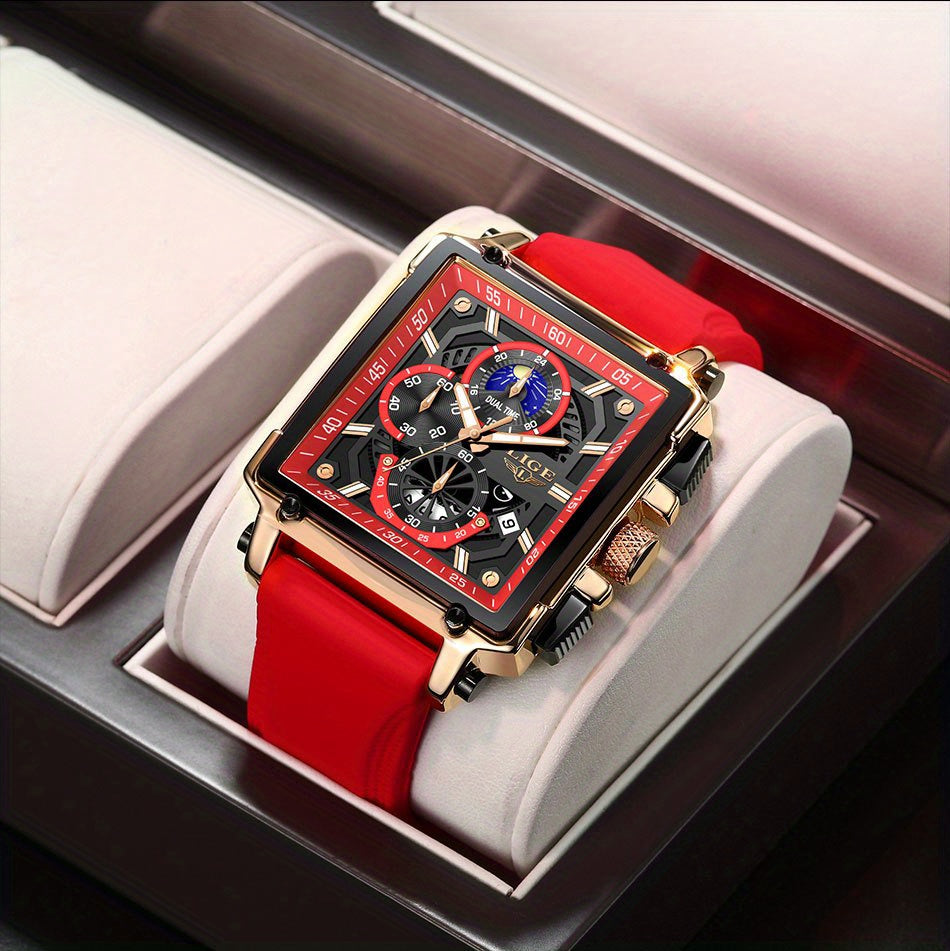 LIGE Fashion Chronograph Watches Sports Wristwatch Men's Accessories, Ideal Choice For Gifts