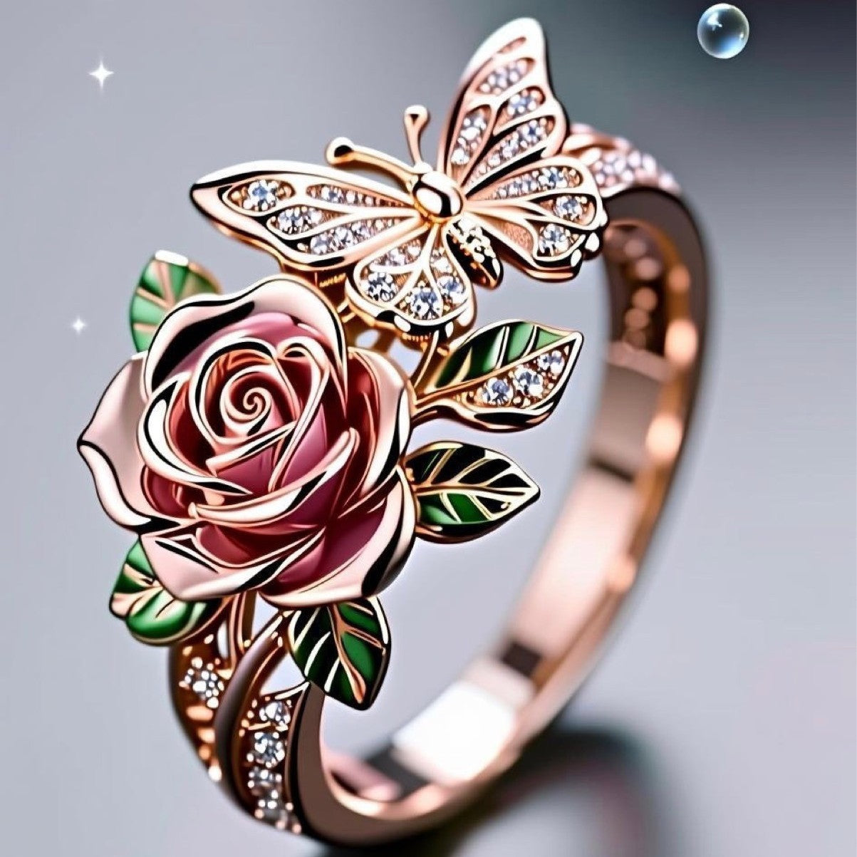 Colorful Oil Necklace Butterfly Personality Ring