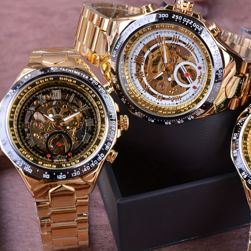 Winner Mechanical Sport Design Bezel Men's Watches, Skeleton Wristwatch, Men's Accessories