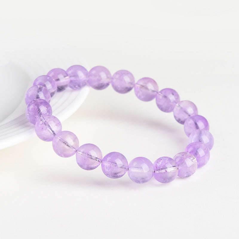 Lavender Round Beads Iced Light Purple Crystal Bracelet