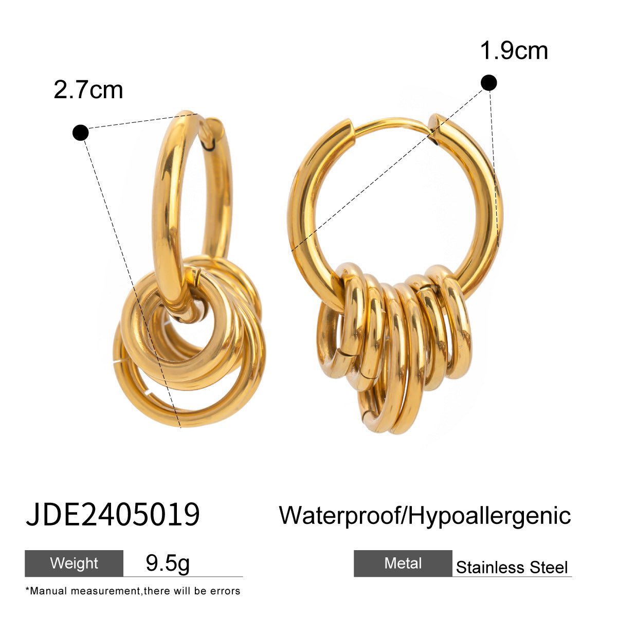 Personality Stainless Steel Color Matching Earrings