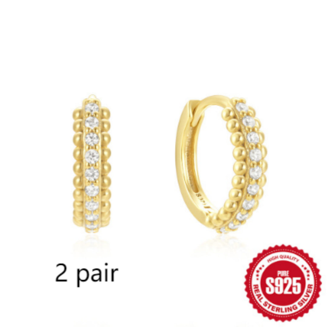 925 Sterling Silver Twisted Element Ear Ring High Sense Rhinestone Earrings