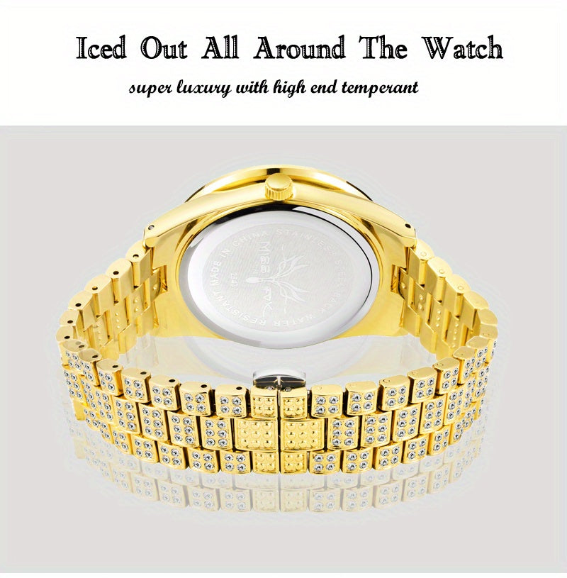 MISSFOX Women Watch Iced Out Shiny Diamond Fashion Elegant Small Case Dress Watches Fashion With Auto Calendar