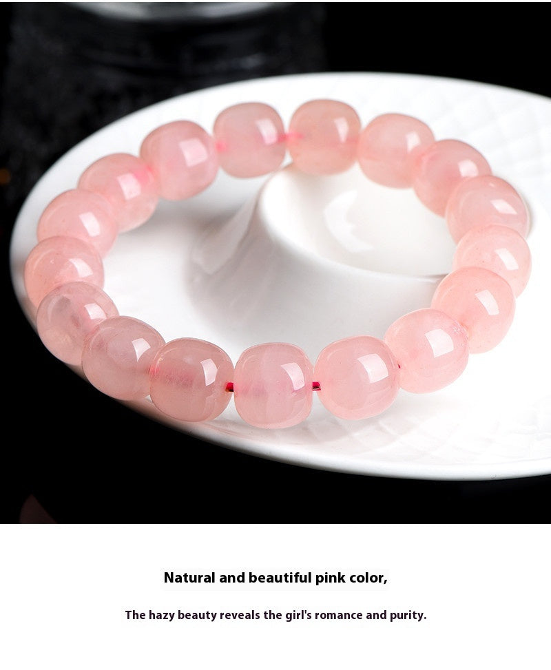 Natural Crystal Barrel Shaped Bead Bracelet