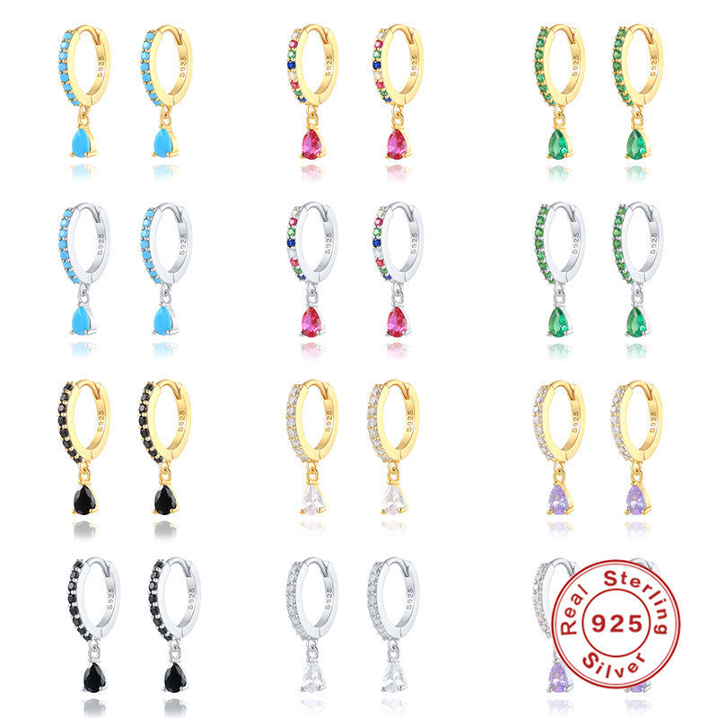 S925 Sterling Silver Diamond Water Drop Eardrop Earring