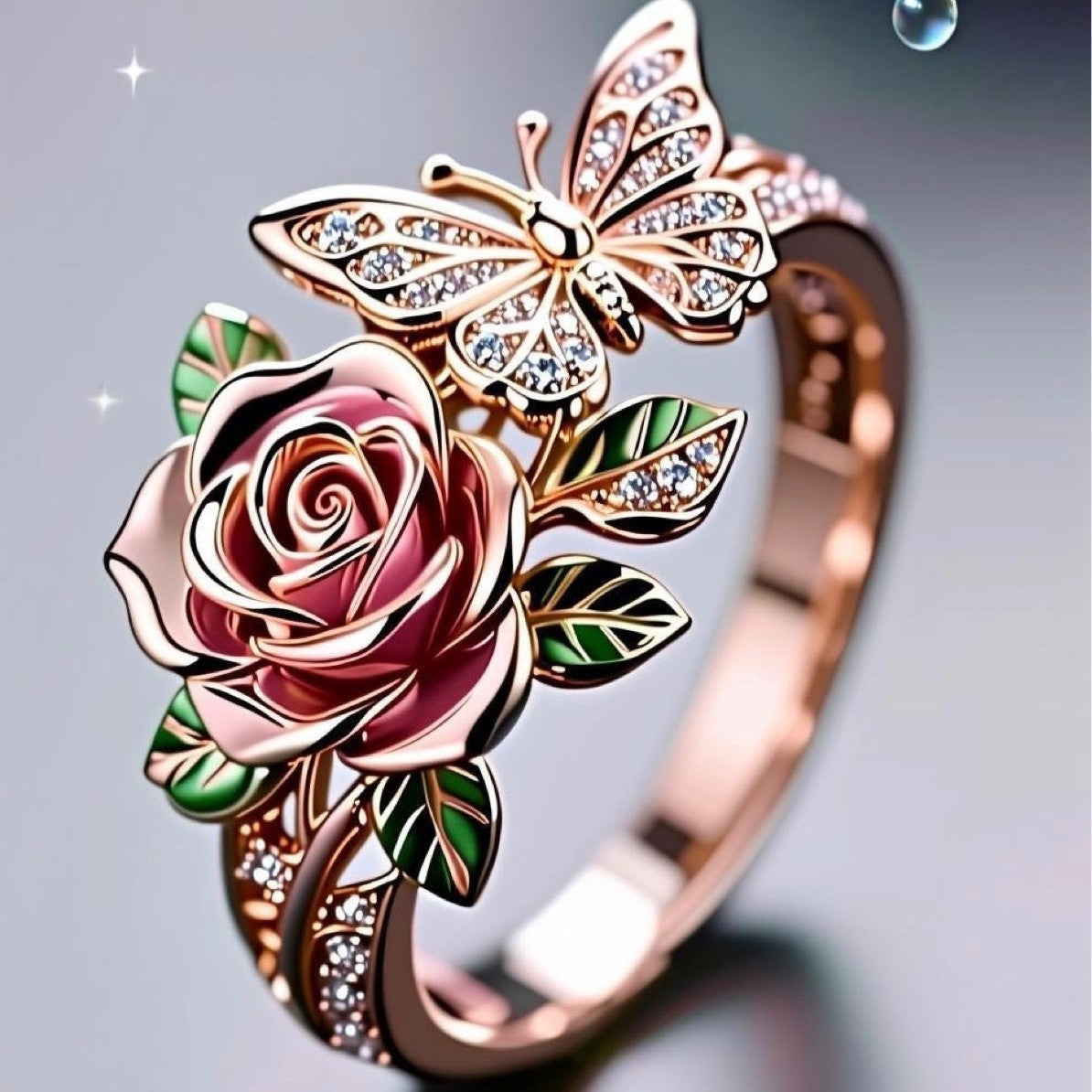 Colorful Oil Necklace Butterfly Personality Ring