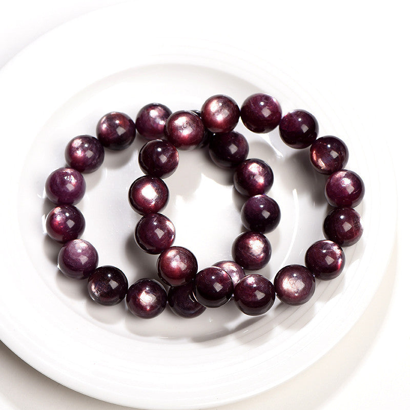 Crystal Natural Purple Lepidolite Round Beads Bracelet