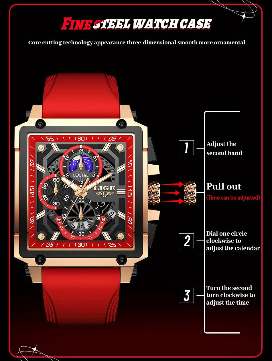 LIGE Fashion Chronograph Watches Sports Wristwatch Men's Accessories, Ideal Choice For Gifts