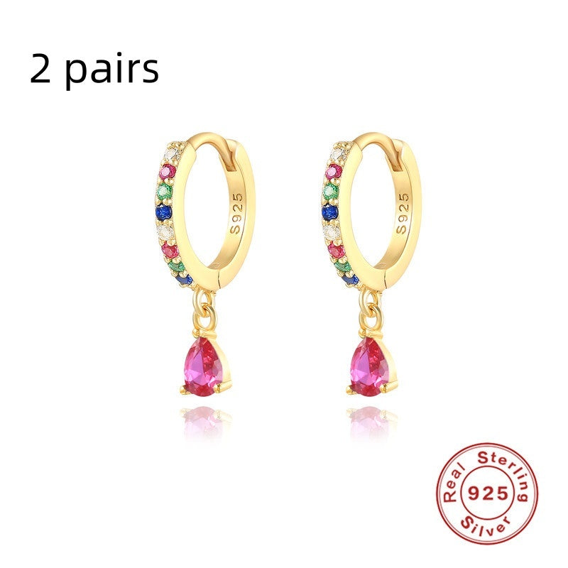 S925 Sterling Silver Diamond Water Drop Eardrop Earring
