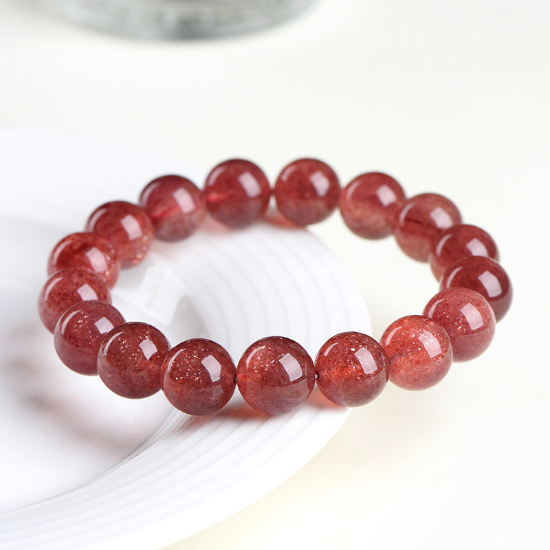 Natural Starlight Cherry Red Strawberry Quartz Bracelet
