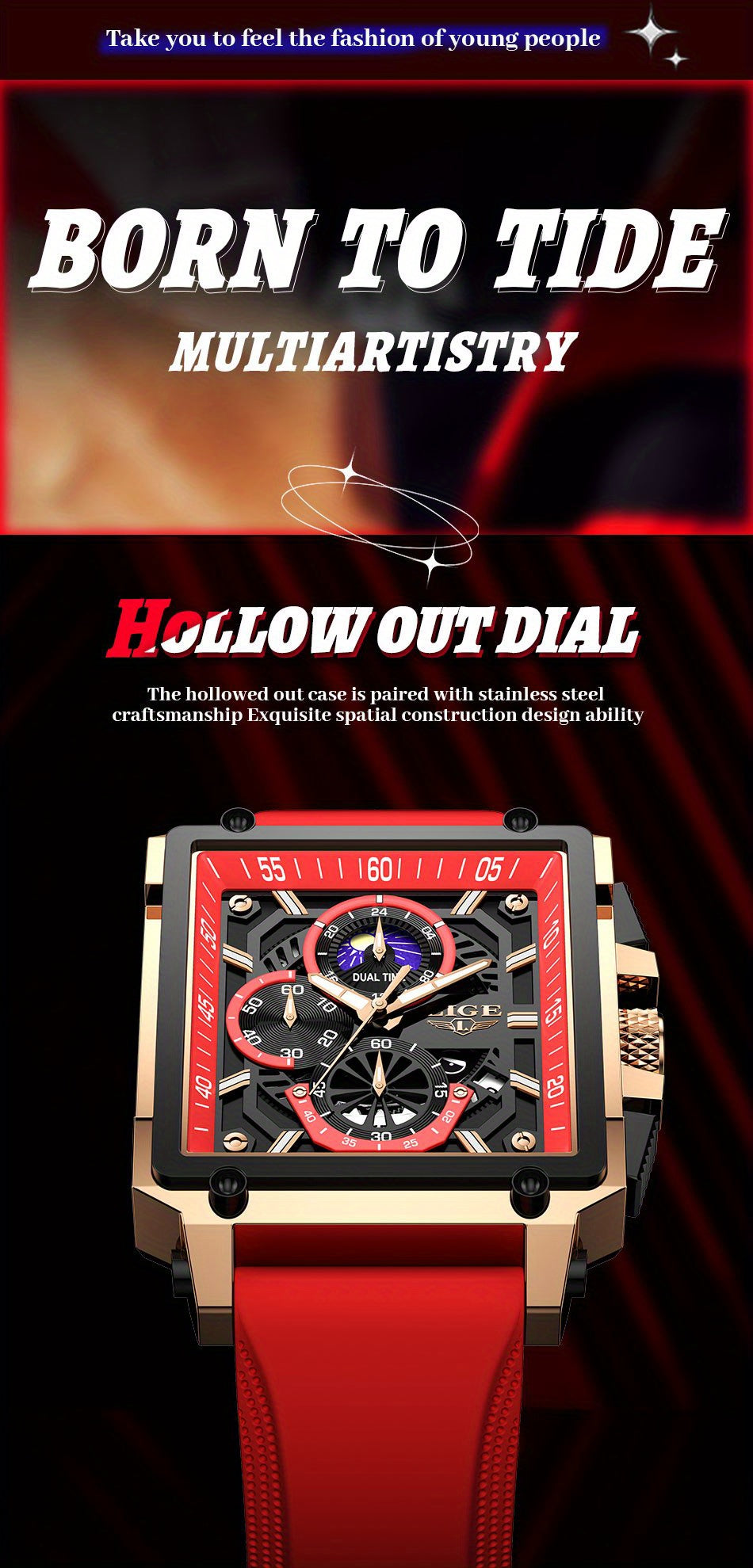 LIGE Fashion Chronograph Watches Sports Wristwatch Men's Accessories, Ideal Choice For Gifts