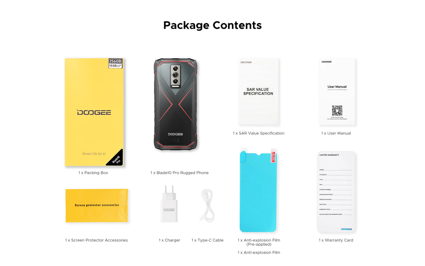 DOOGEE Blade 10 Pro Smartphone 16GB(6+10) 256GB 50MP Camera 6.56'' Display Cellphone 5150mAh NFC Android 14 Mobile Phone