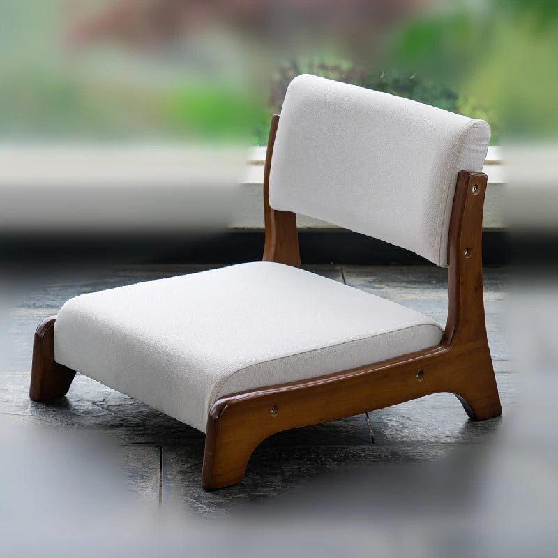 Damedai Japanese Floor Chair Wood Tatami Zaisu Legless Chair Back Support Great for Reading Meditating Living Room Balcony