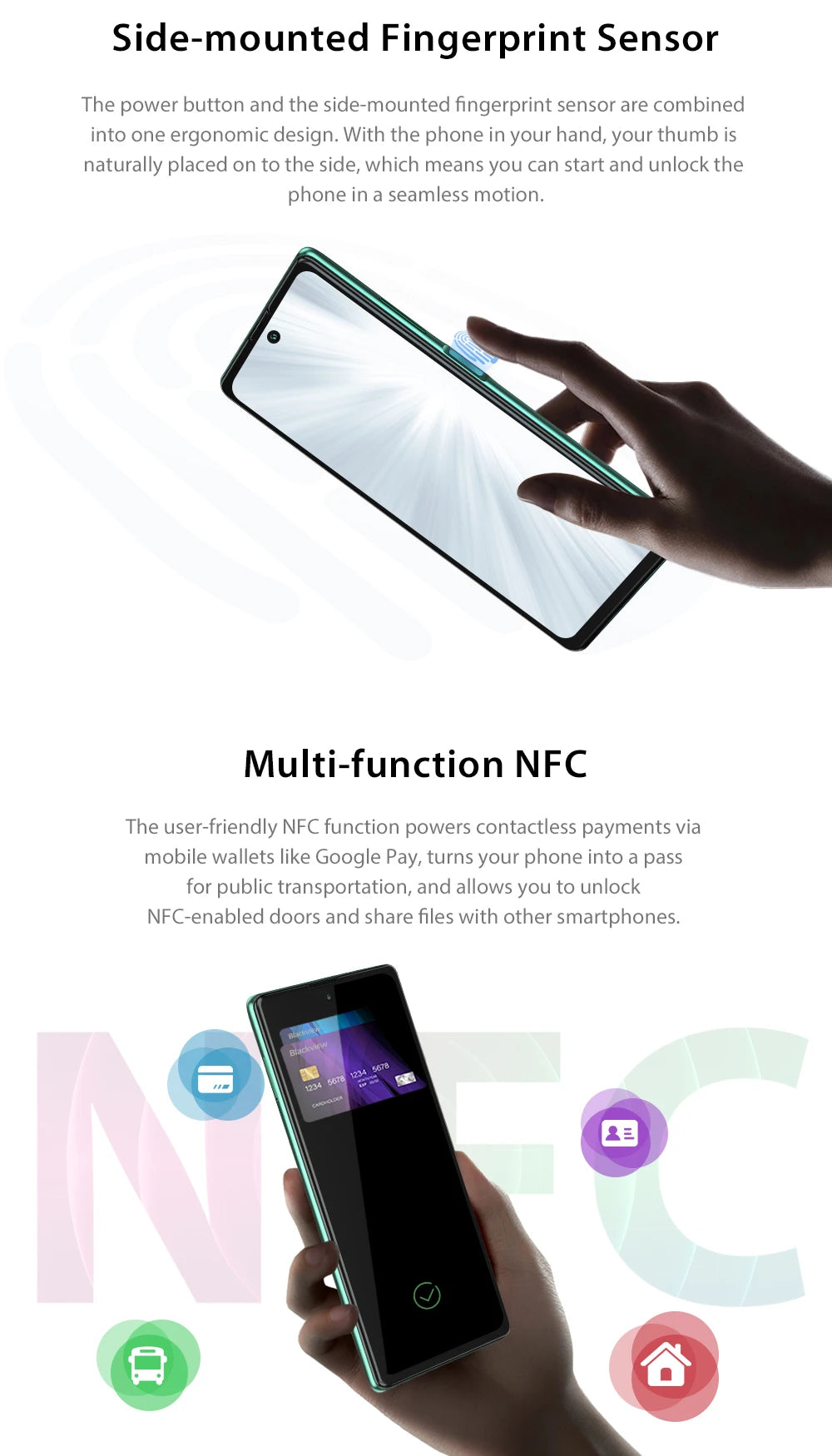 Blackview A100 Helio P70 Android 11 Smartphone 6GB+128GB 6.67" 4680mAh Cellphone NFC Cellura 4G LTE Mobile Phone 18W Fast Charge