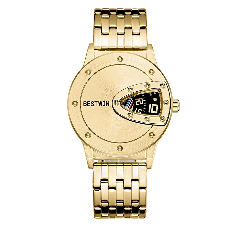 BSETWIN 739 Brand Men Watch Creative Semi-closed Dial Digital Scale Time Stainless Steel Strap 30M Waterproof Fashion Men Watch