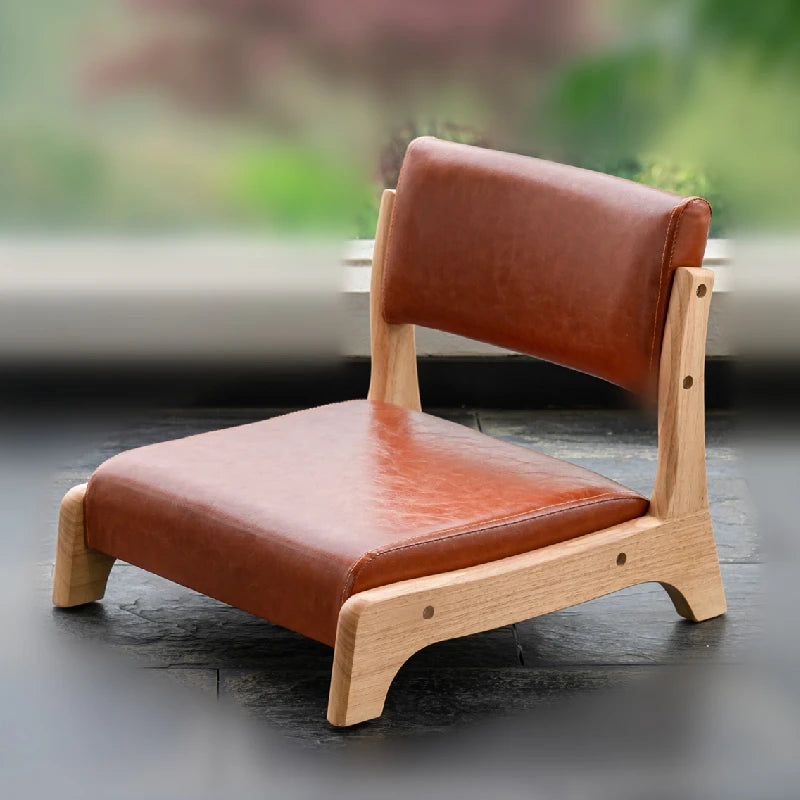 Damedai Japanese Floor Chair Wood Tatami Zaisu Legless Chair Back Support Great for Reading Meditating Living Room Balcony