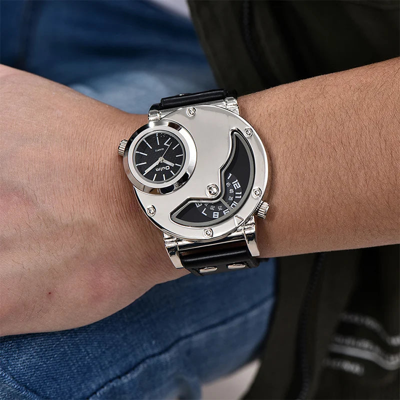 Oulm Watches Unique Design Multipe Time Zone Leather Strap Male Quart Wristwatch Oulm 9591 Fashion Men Watches reloj hombre