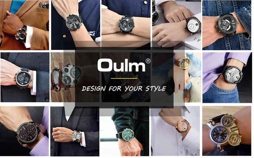 Oulm Watches Unique Design Multipe Time Zone Leather Strap Male Quart Wristwatch Oulm 9591 Fashion Men Watches reloj hombre