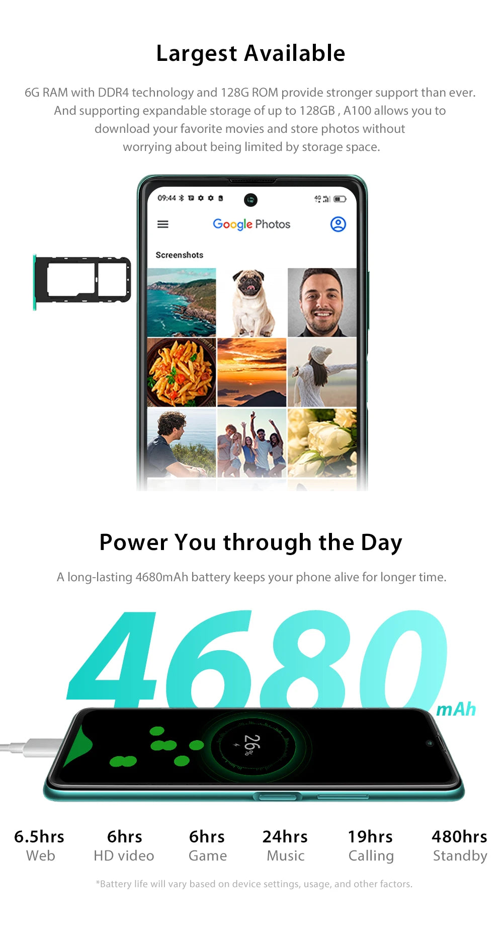 Blackview A100 Helio P70 Android 11 Smartphone 6GB+128GB 6.67" 4680mAh Cellphone NFC Cellura 4G LTE Mobile Phone 18W Fast Charge