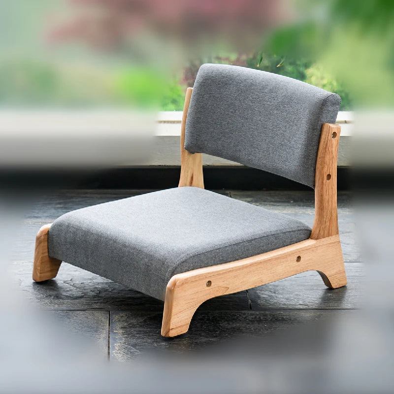 Damedai Japanese Floor Chair Wood Tatami Zaisu Legless Chair Back Support Great for Reading Meditating Living Room Balcony