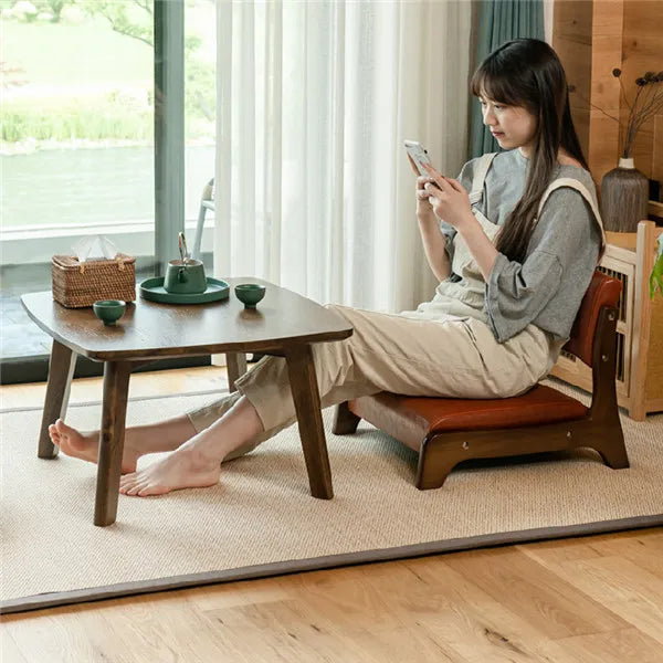 Damedai Japanese Floor Chair Wood Tatami Zaisu Legless Chair Back Support Great for Reading Meditating Living Room Balcony