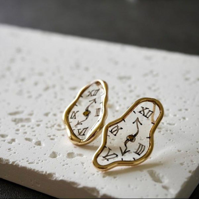 Clock Ornament Personality Simple Handmade Earrings
