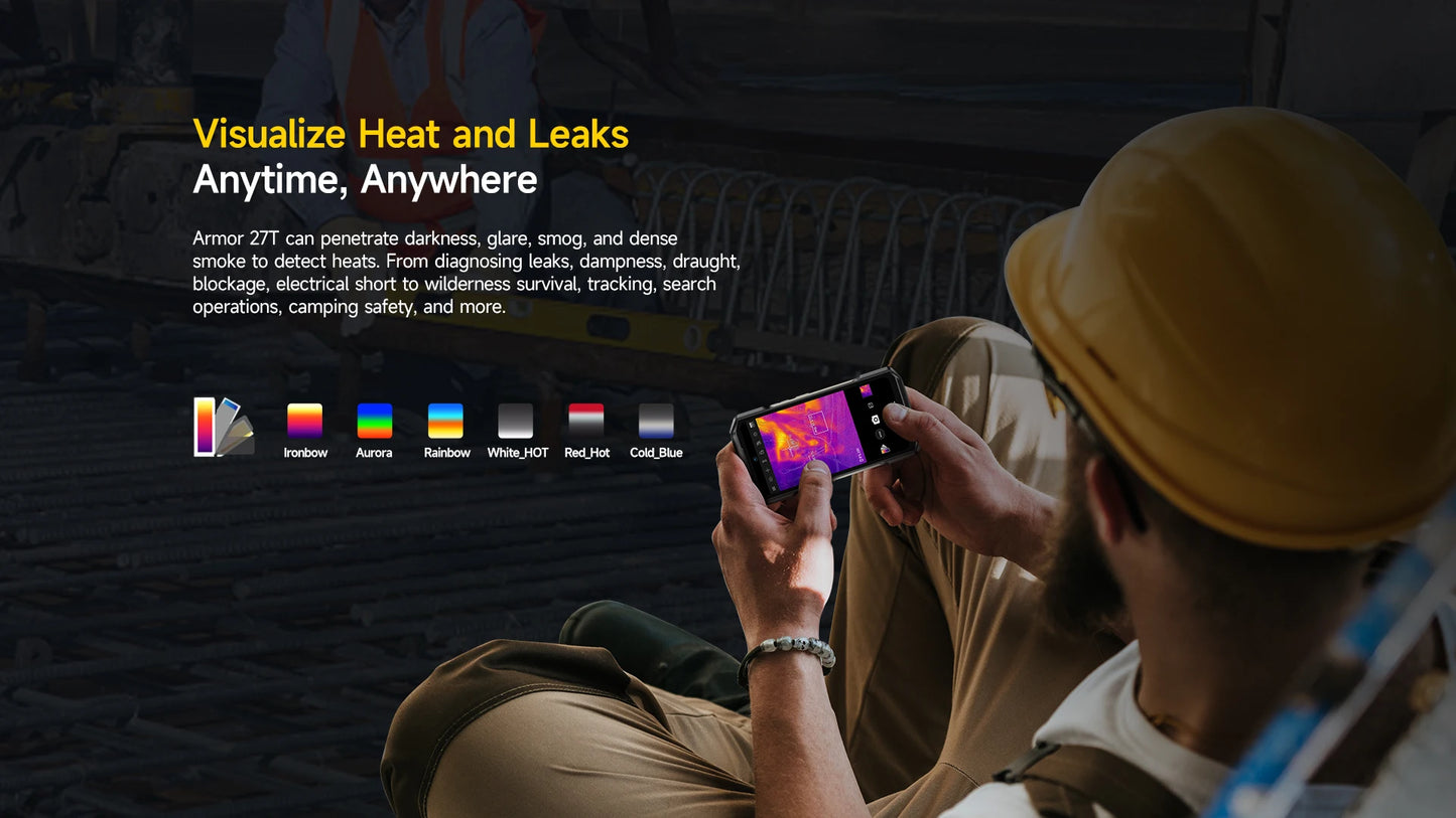 Ulefone Armor 27T 4G THERMAL BY FLIR® Rugged Phone 10600mAh Up to 24GB+256GB 6.78"FHD 120Hz Night Vision Android 14 Smartphone