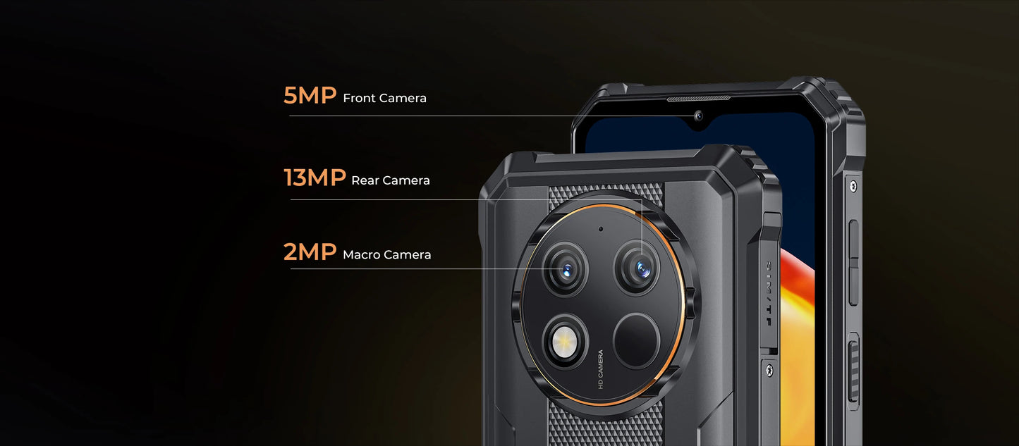 Oukitel WP28 E 4G Rugged Smartphone Android14 10600mAh Battery 4GB+64GB Mobile Phone 6.52 Inch HD+ 13MP Camera 18W Cellphone