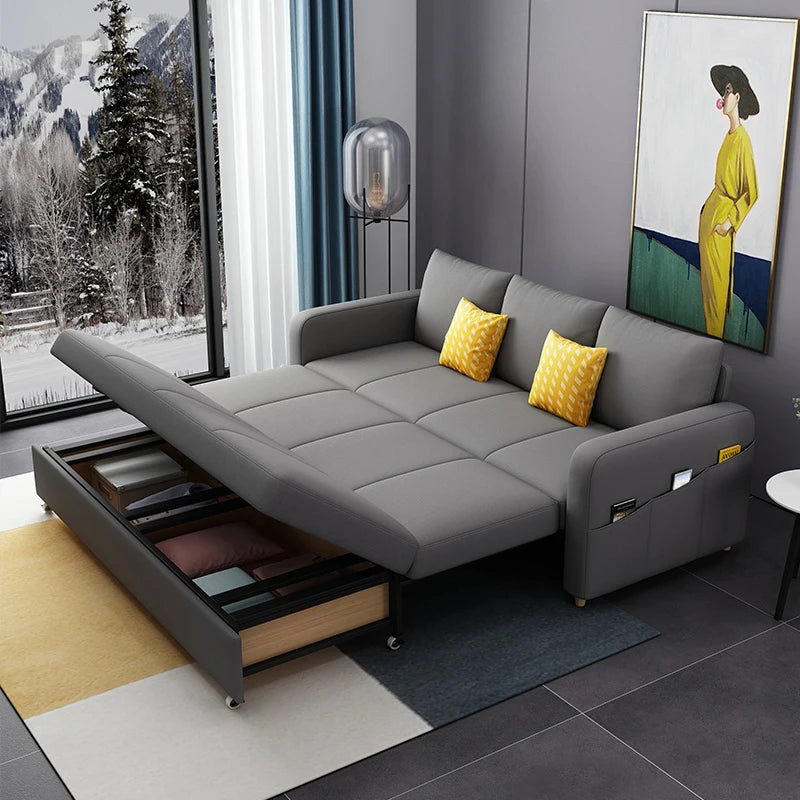 Space Saving Multi-purpose Living Room Set Furniture Modern Fabric Folding Sofa Bed