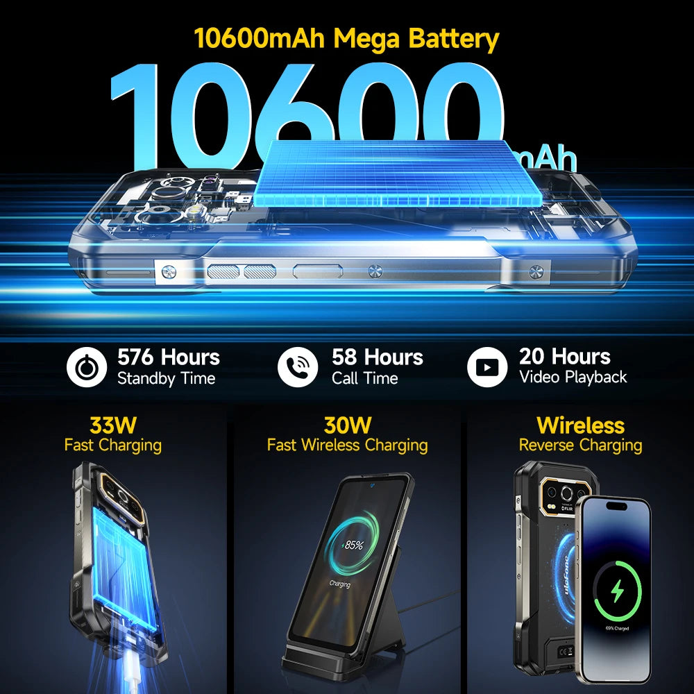 Ulefone Armor 27T 4G THERMAL BY FLIR® Rugged Phone 10600mAh Up to 24GB+256GB 6.78"FHD 120Hz Night Vision Android 14 Smartphone