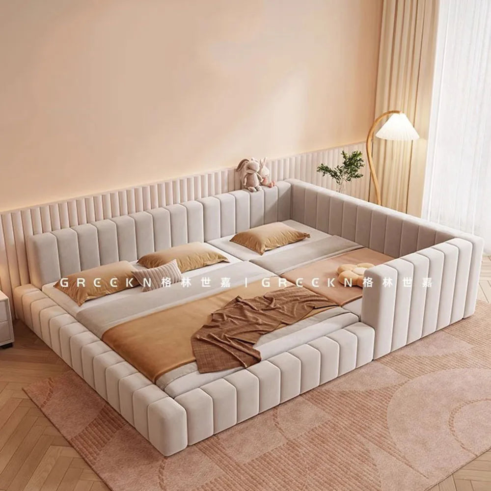 Luxury King Size Bed With Multifunctional Headboard European Design Stylish Lounge Furniture For Modern Bedroom Decor Decoration